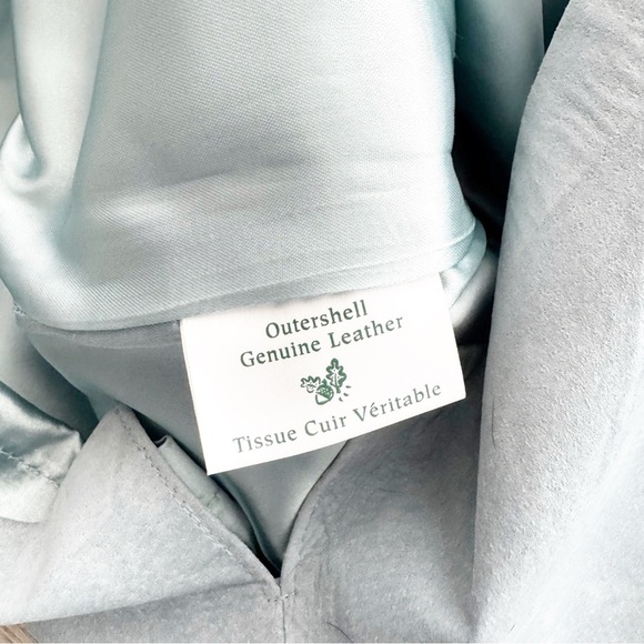 Danier Women’s Leather Suede Mini Dress Cocktail Spaghetti Straps Sky Blue S/P - Picture 5 of 8